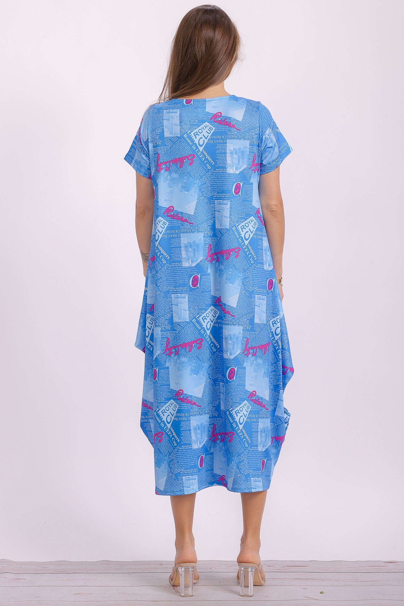 SAN151BR-P4 Print Ruffle Hem Dress