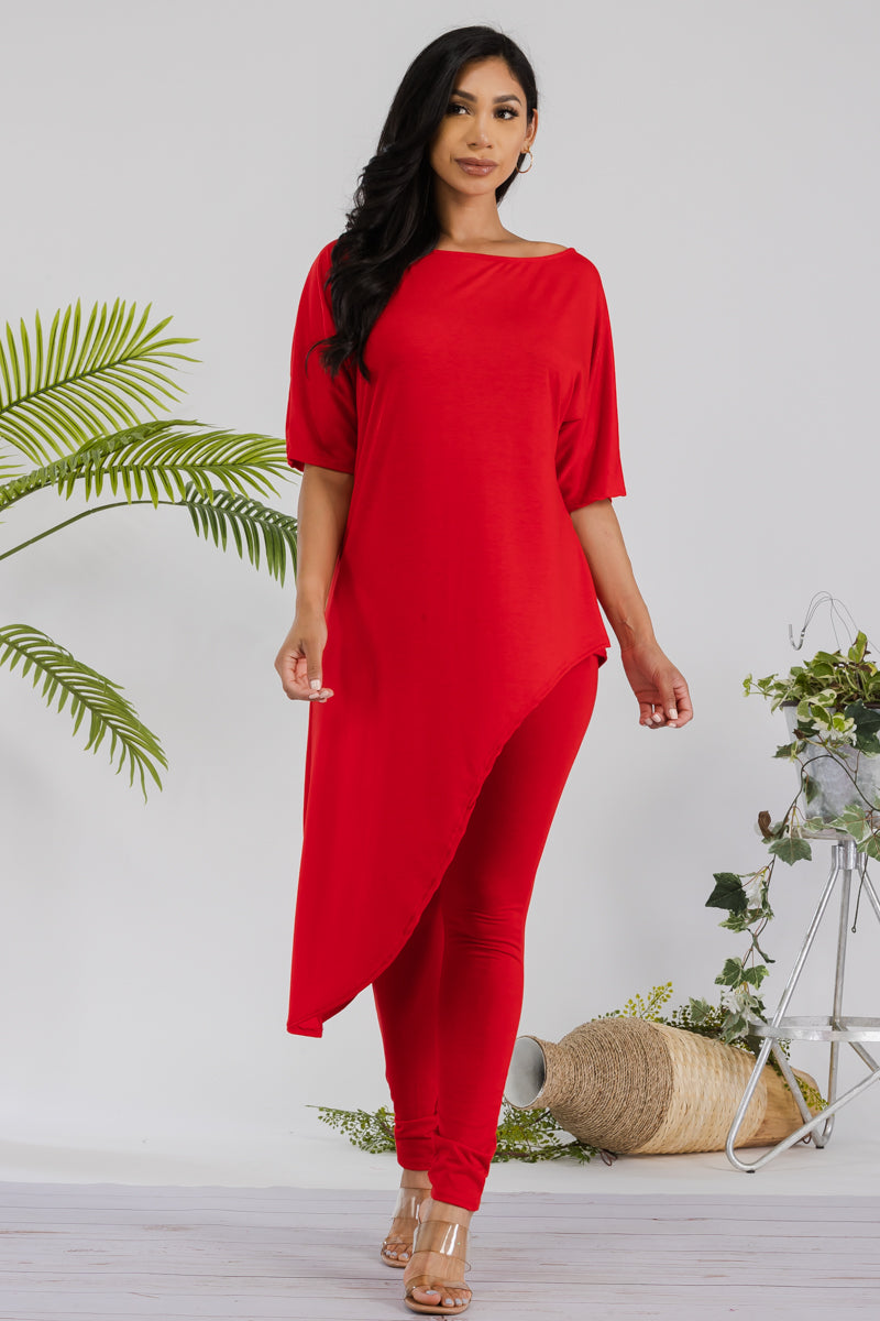 HH679R-SOLID - 2 PC TOP AND LEGGING SET
