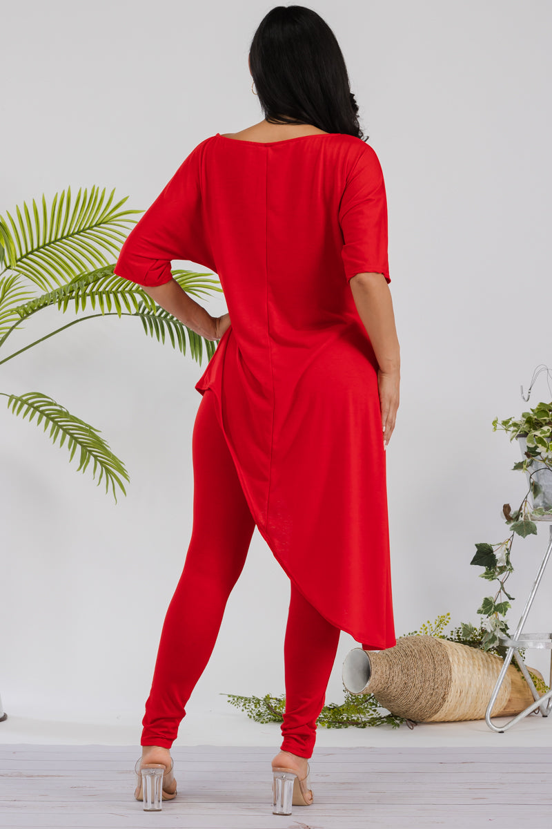 HH679R-SOLID - 2 PC TOP AND LEGGING SET