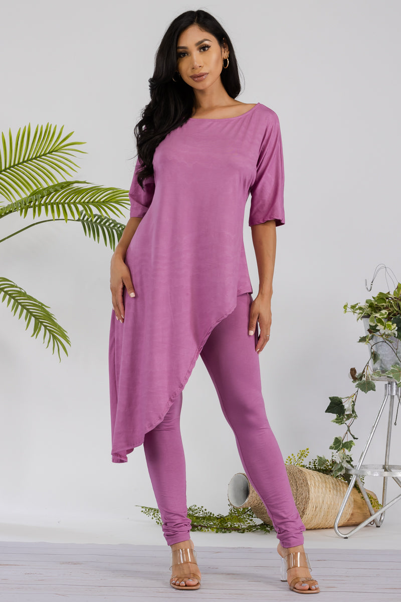 HH679R-SOLID - 2 PC TOP AND LEGGING SET