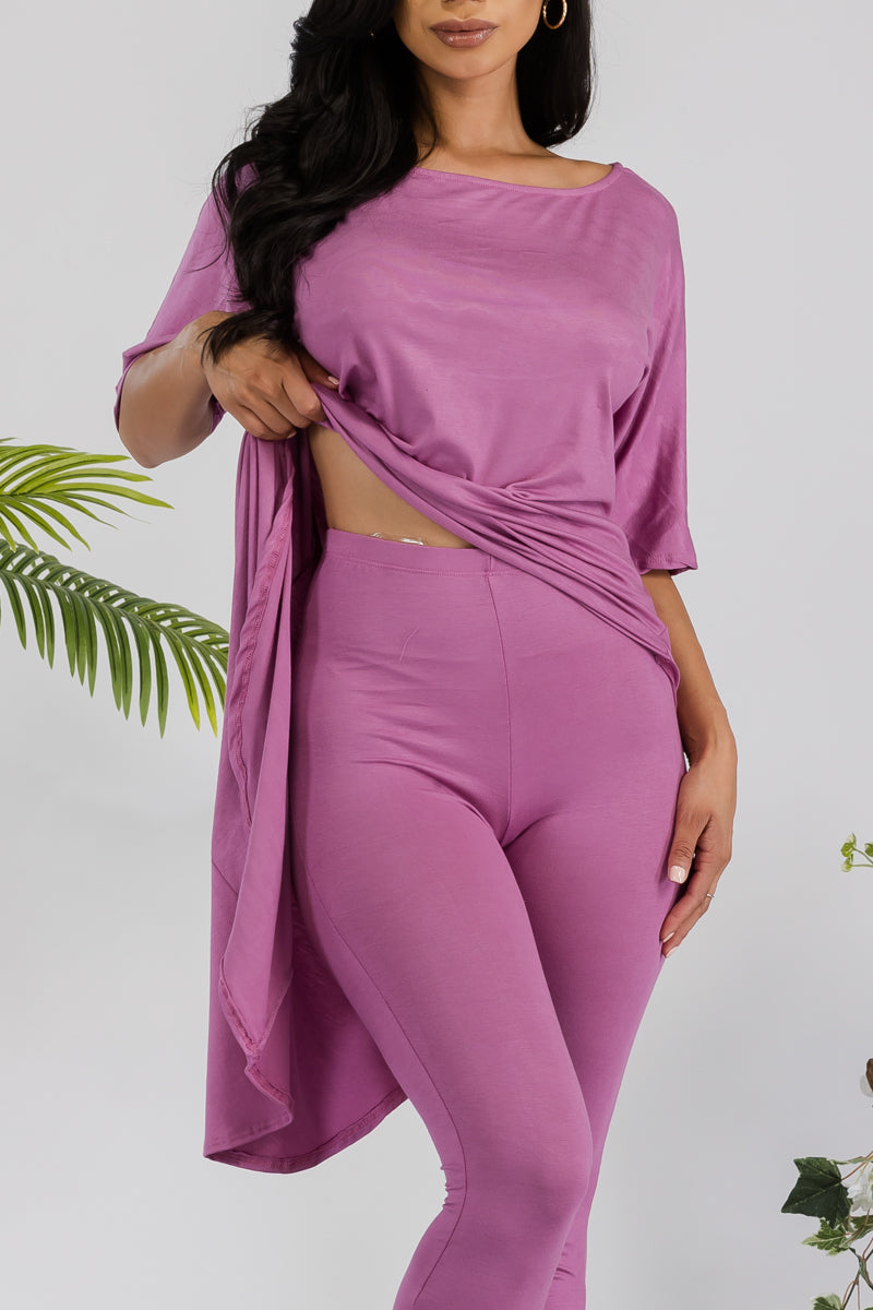 HH679R-SOLID - 2 PC TOP AND LEGGING SET