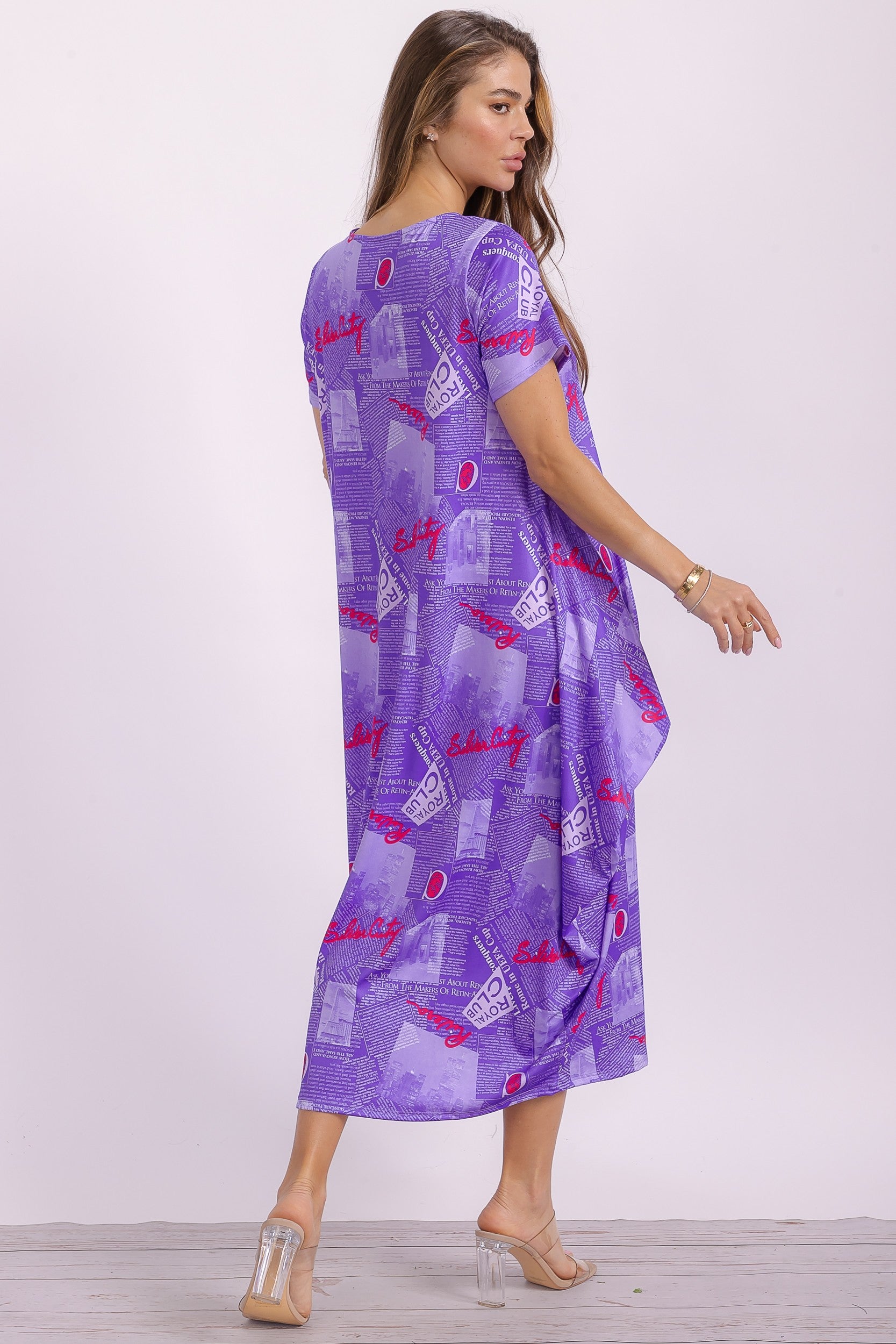 SAN151BR-P4 Print Ruffle Hem Dress