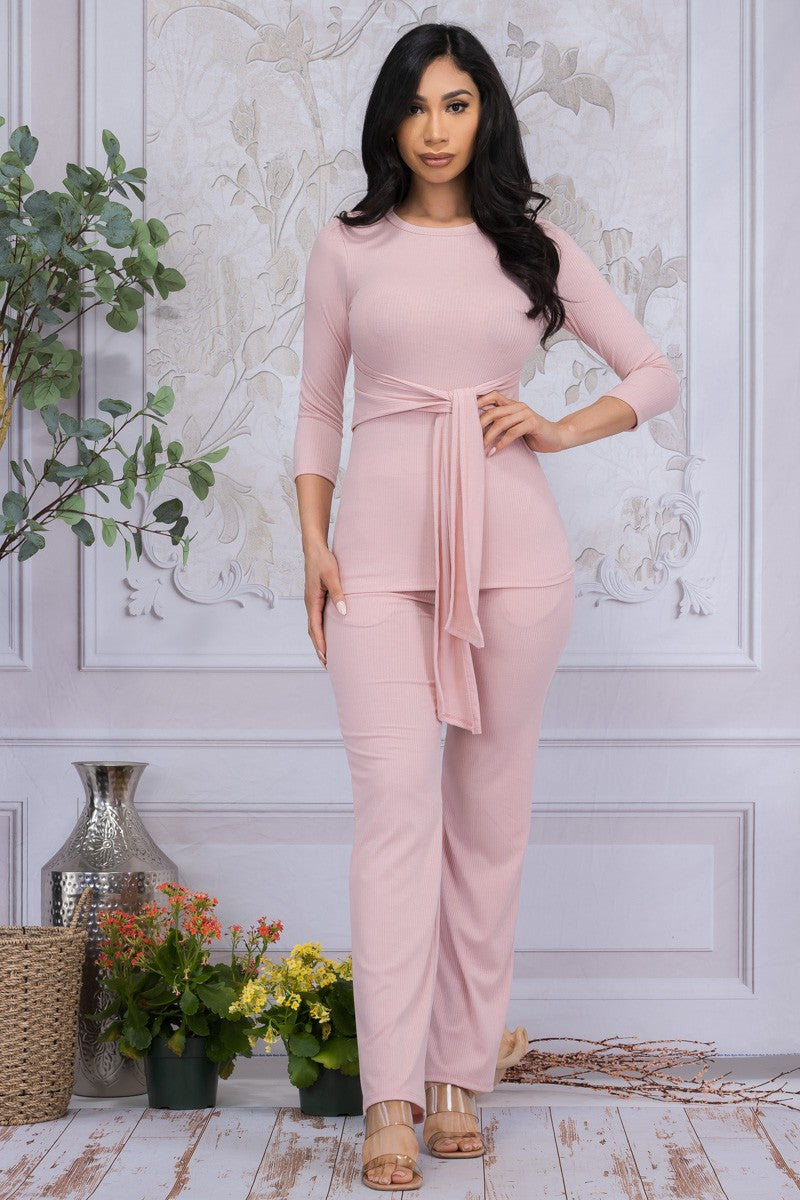 HH677R-SOL - CONJUNTO DE TOP Y PANTALONES DE 2 PIEZAS