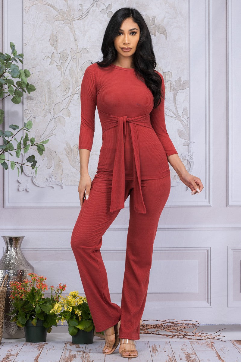 HH677R-SOL - CONJUNTO DE TOP Y PANTALONES DE 2 PIEZAS