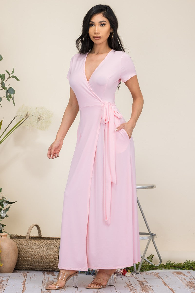 HH548X1-SL PLUS SIZE SHORT SLEEVE MAXI DRESS