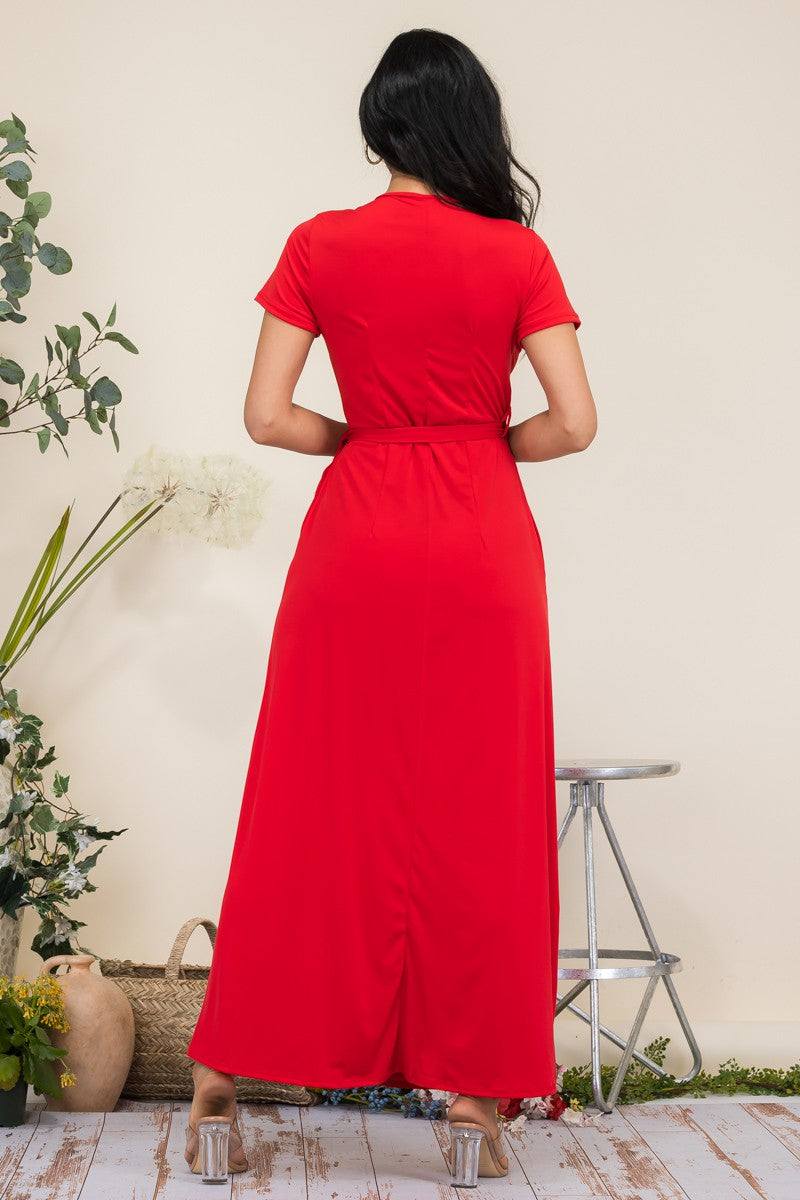 HH548X1-SL PLUS SIZE SHORT SLEEVE MAXI DRESS