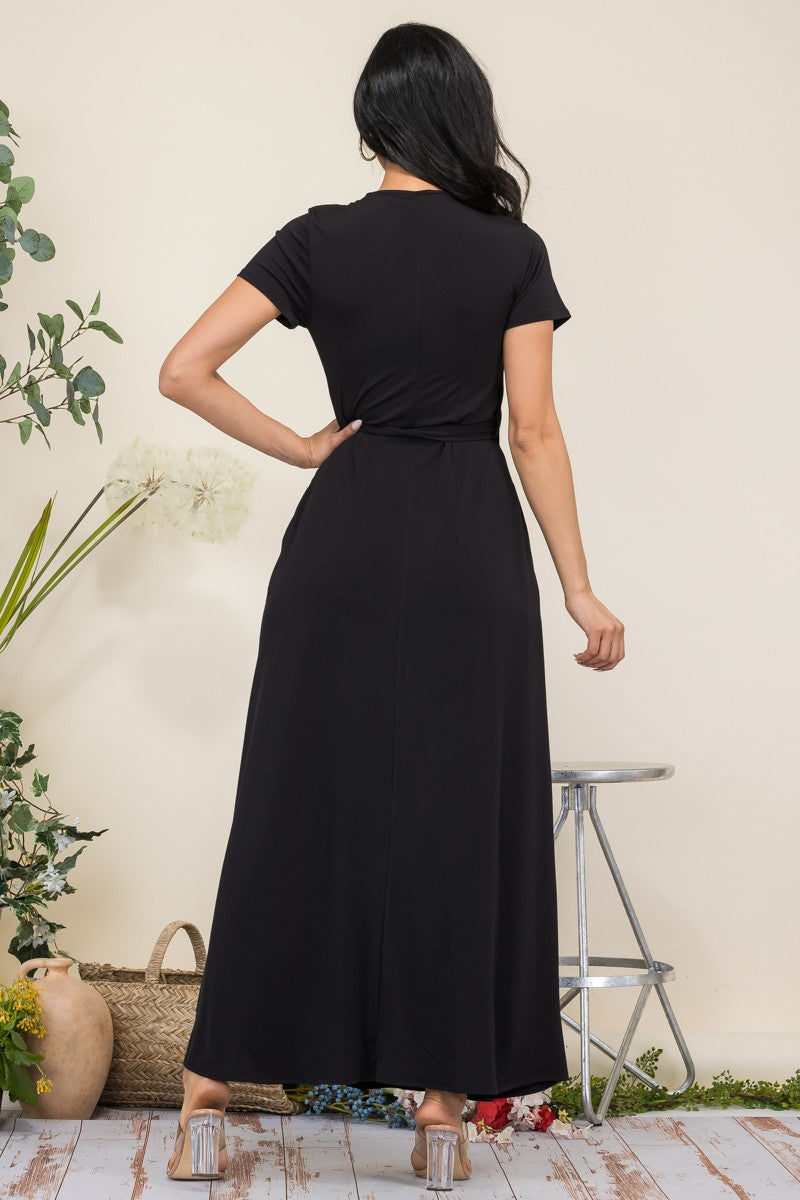 HH548X1-SL PLUS SIZE SHORT SLEEVE MAXI DRESS