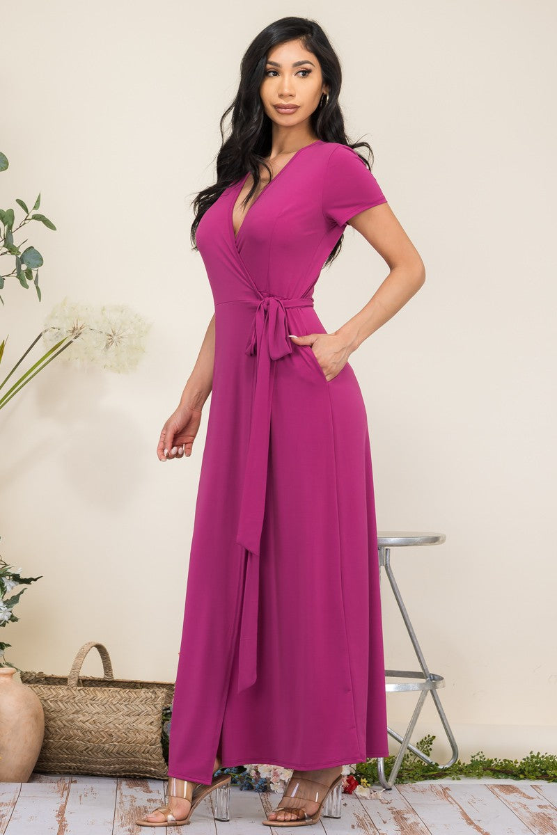 HH548X1-SL PLUS SIZE SHORT SLEEVE MAXI DRESS
