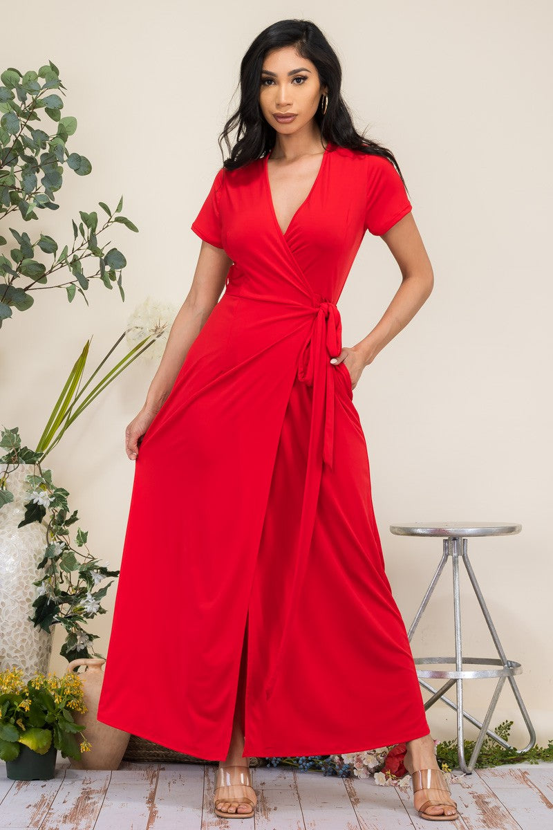 HH548X1-SL PLUS SIZE SHORT SLEEVE MAXI DRESS