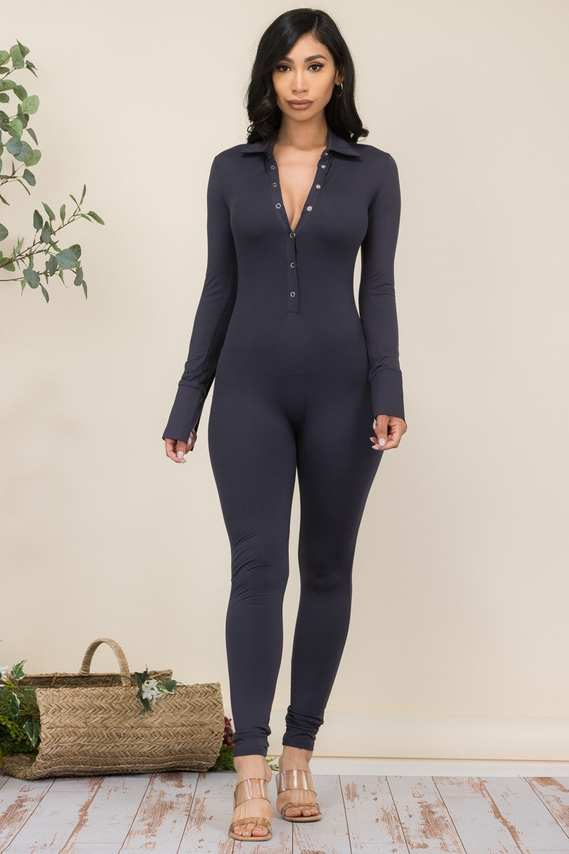 IJP-2228 - LONG SLEEVE BODYCON JUMPSUIT