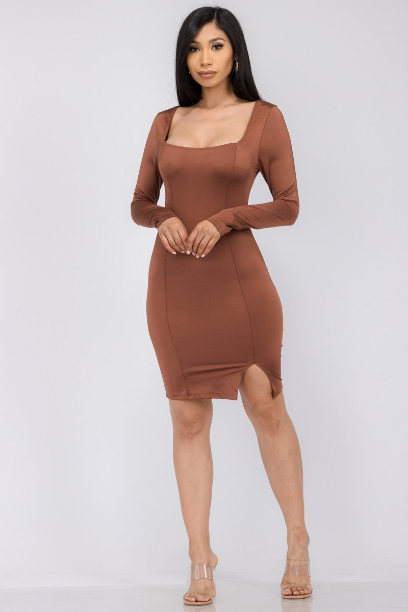 MD40165 - VESTIDO BODYCON DE MANGA LARGA