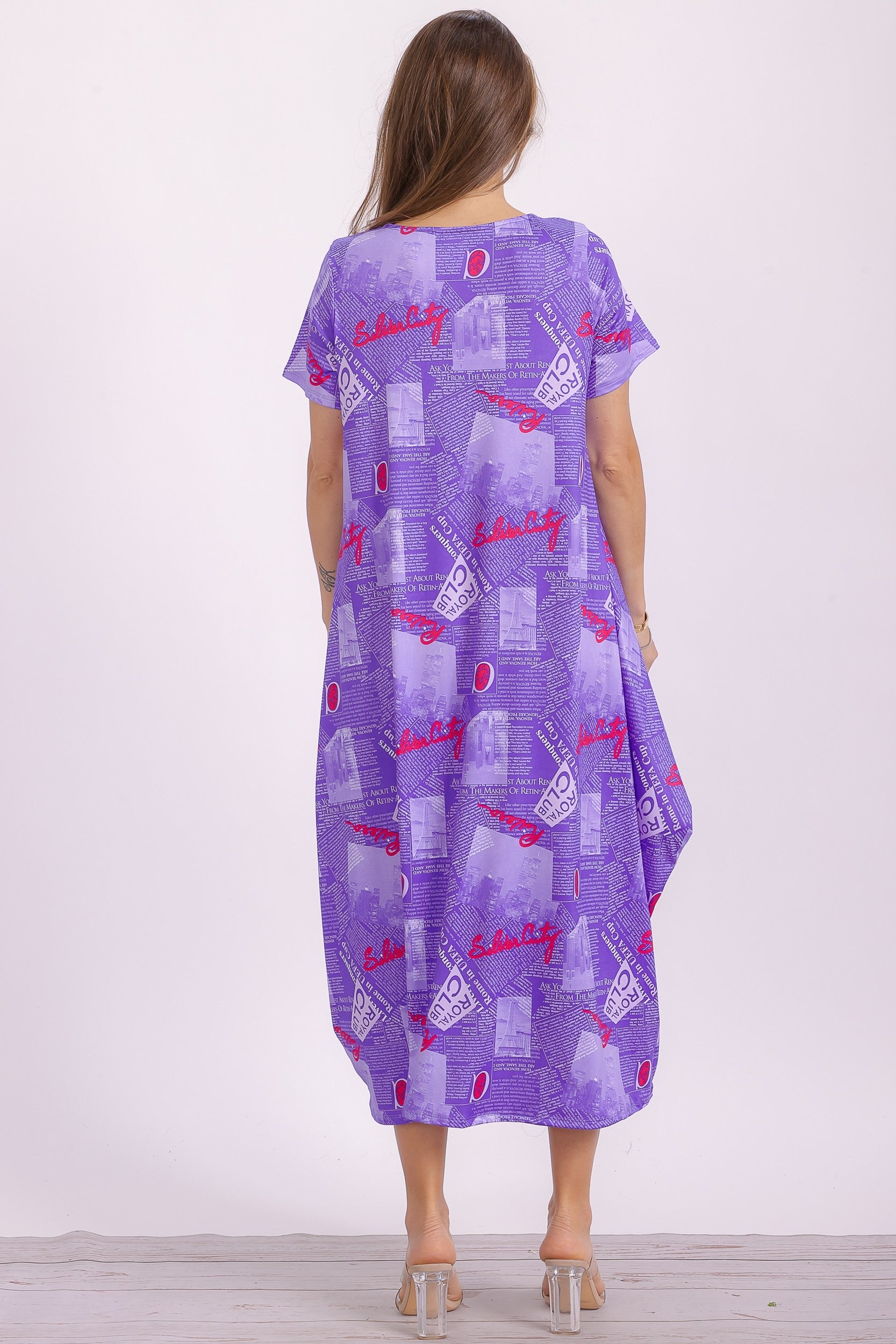 SAN151BX-P4 Plus Size Print Ruffle Hem Dress