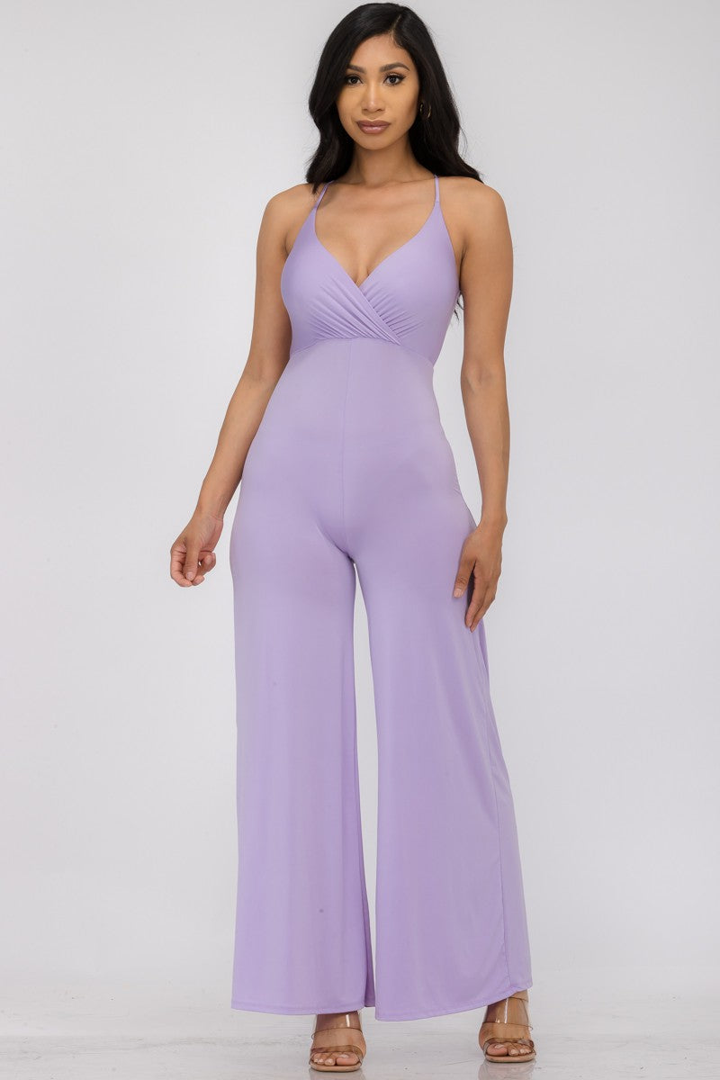 HH689R-SL - FLARE PANT SLEEVELESS JUMPSUIT
