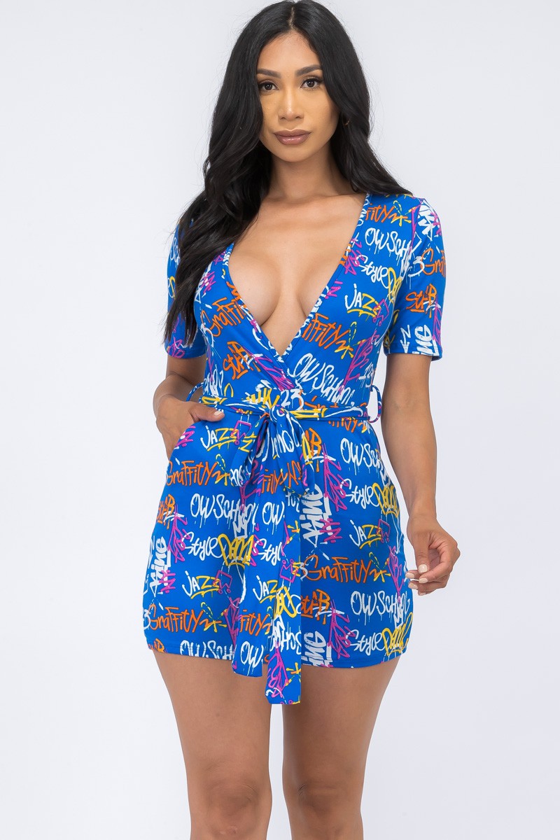 HH529X-GRAF - SHORT SLEEVE TIE DYE ROMPER