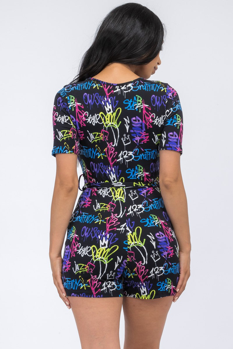 HH529R-GRAF - SHORT SLEEVE TIE DYE ROMPER