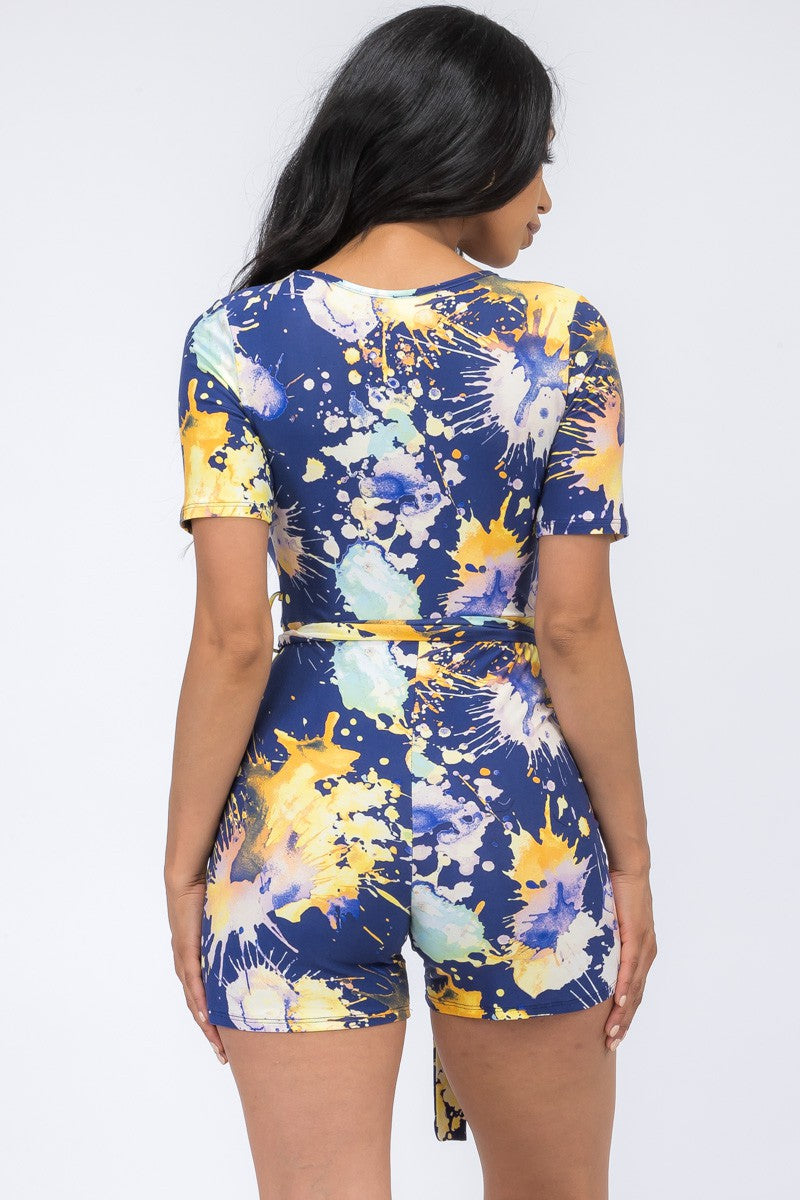 HH529R-PAINT - SHORT SLEEVE TIE DYE ROMPER