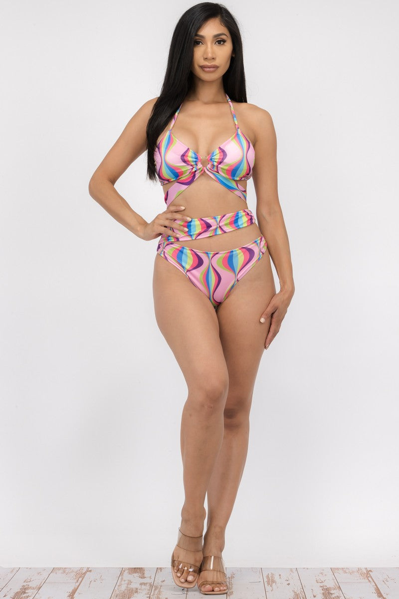 MTP8211-4 - 2 uds. CONJUNTO DE BIKINI HALTER CON ESTAMPADO