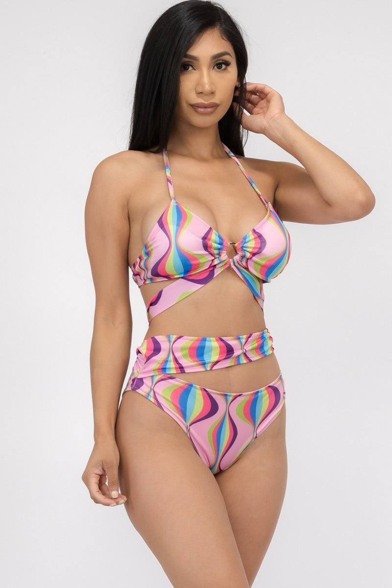 MTP8211-4 - 2 uds. CONJUNTO DE BIKINI HALTER CON ESTAMPADO