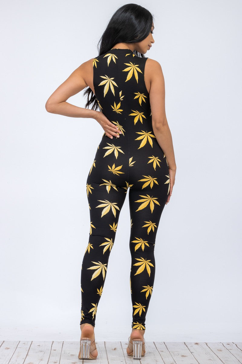 HH625R-MAR - SLEEVELESS MOCK NECKLINE JUMPSUIT