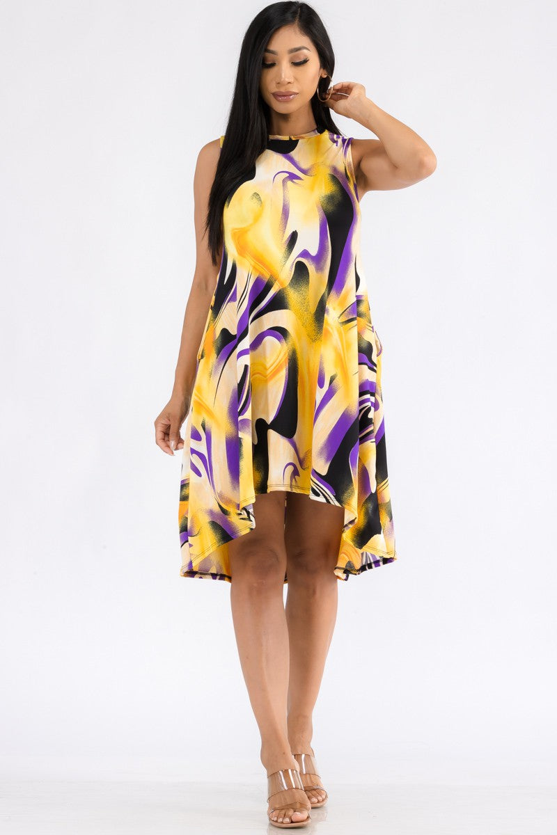 HH696X-SWIRL - RELAXED FIT SLEEVELESS DRESS