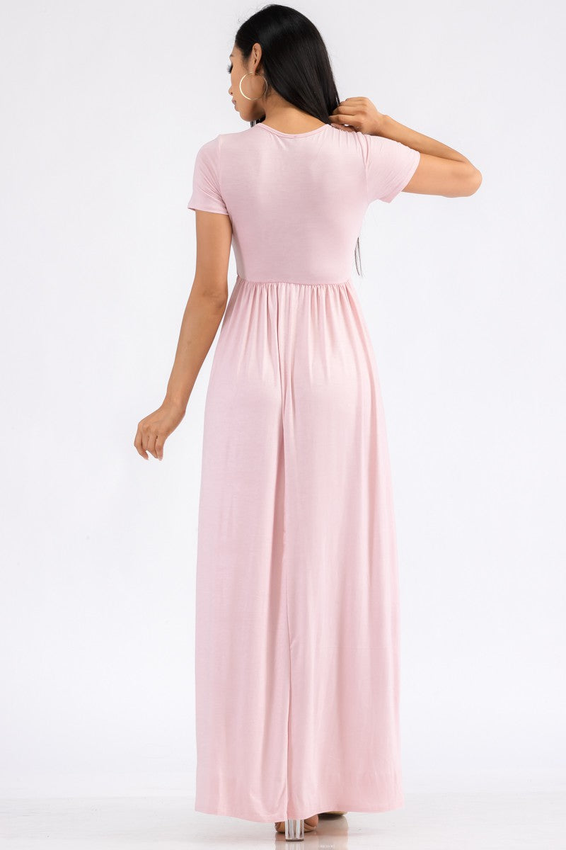 HH464R-SL - SHORT SLEEVE MAXI DRESS
