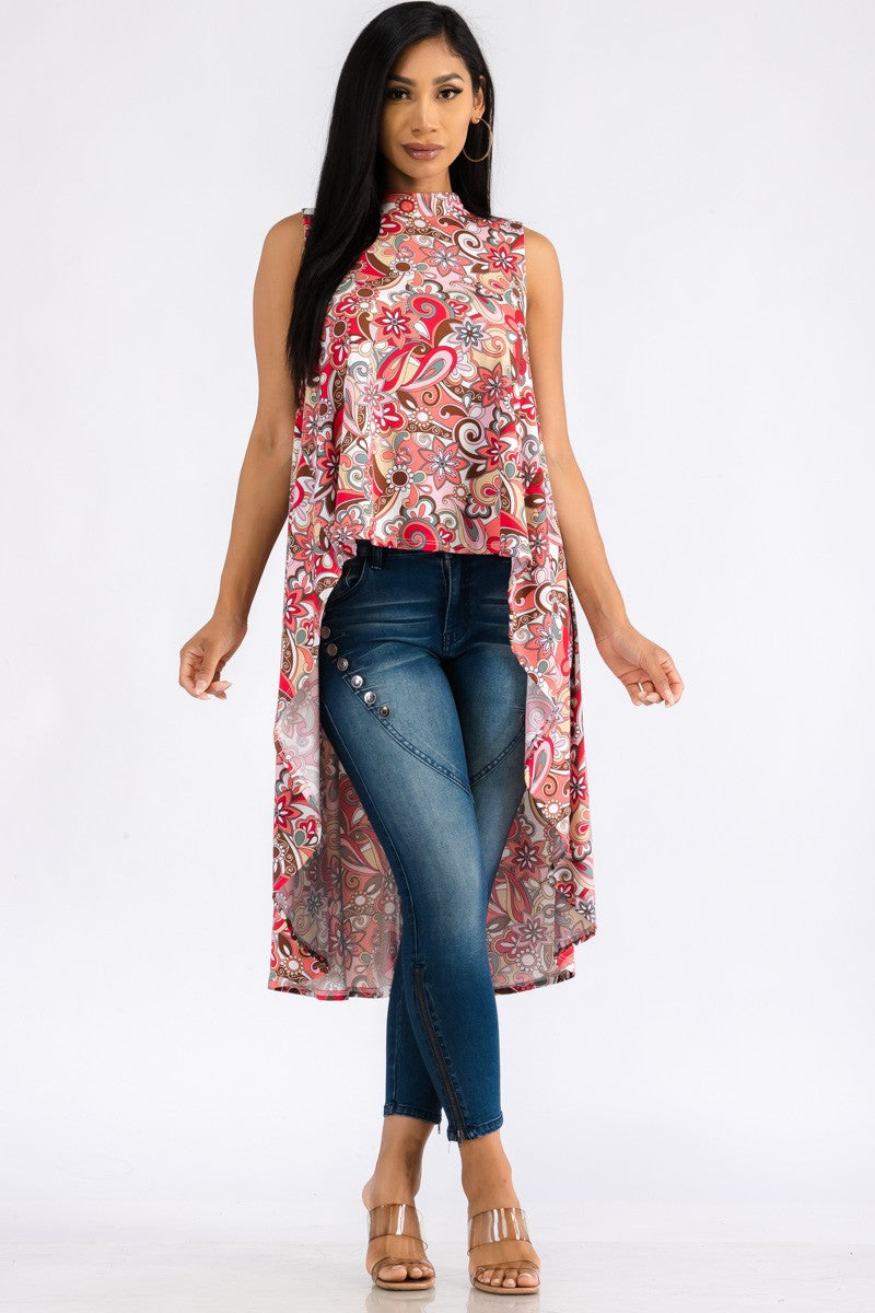 HH491R-PAISLEY - TOP TÚNICA HI LOW MIDI