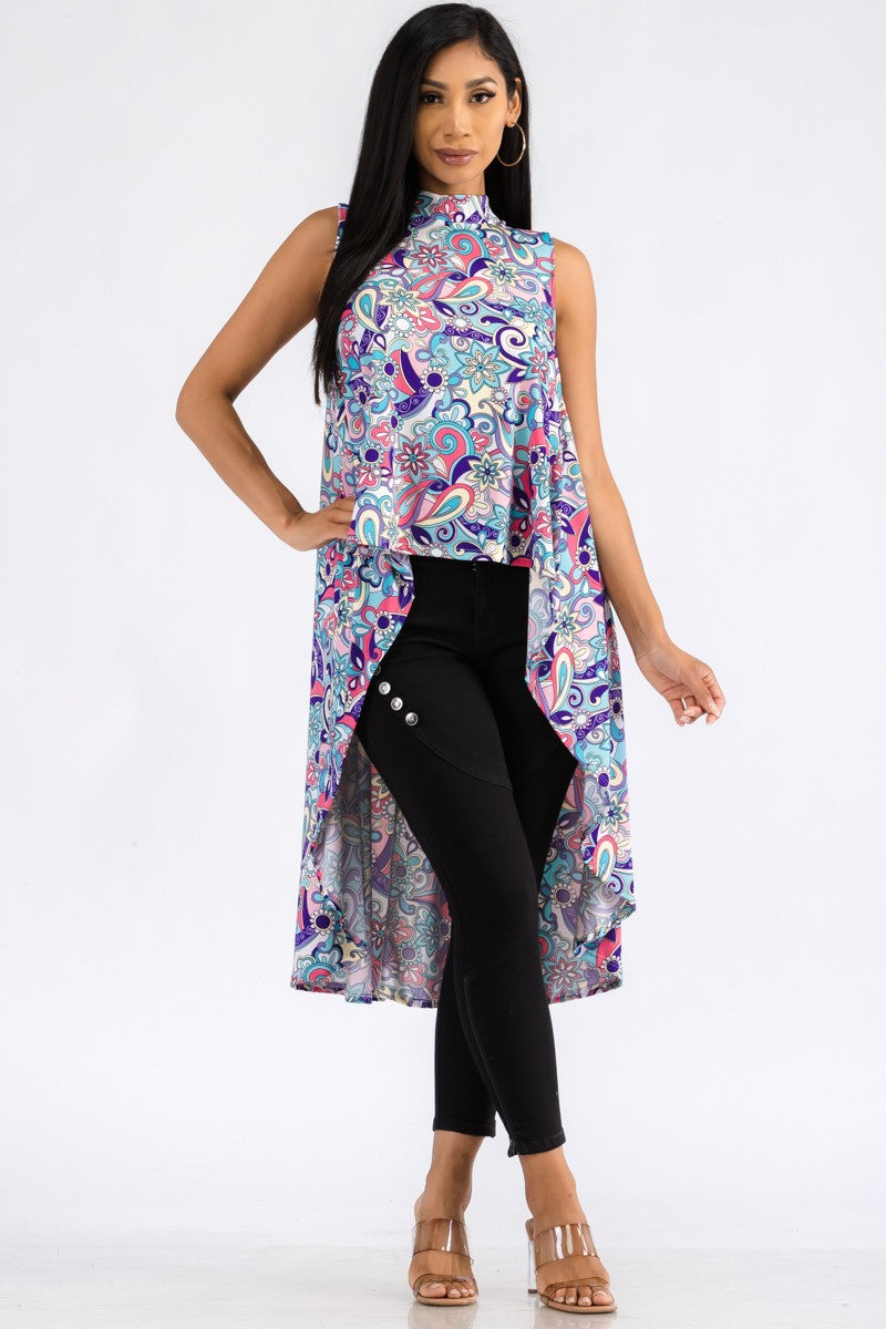 HH491R-PAISLEY - TOP TÚNICA HI LOW MIDI