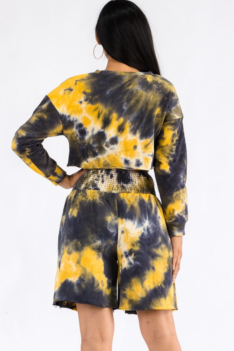 ST30020TP - CONJUNTO DE 2 PIEZAS DE CUELLO REDONDO Y PANTALÓN CORTO TIE DYE