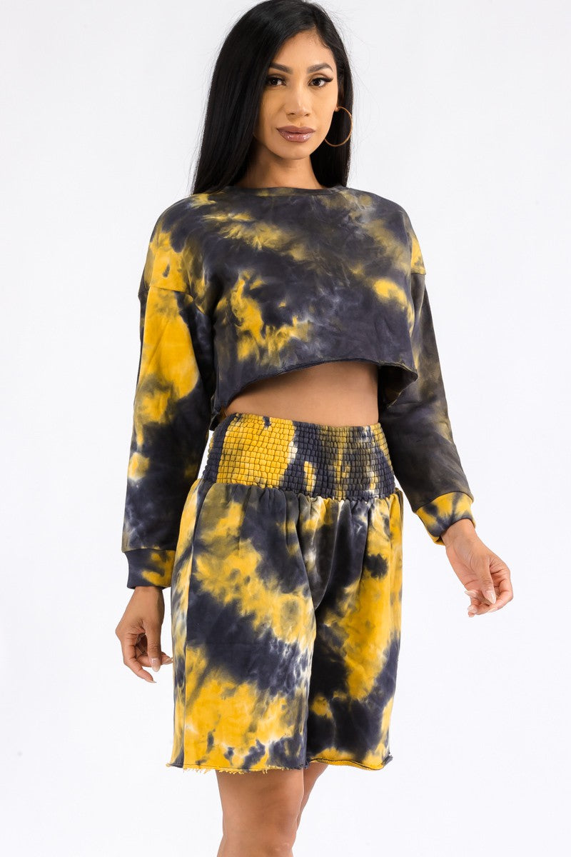 ST30020TP - CONJUNTO DE 2 PIEZAS DE CUELLO REDONDO Y PANTALÓN CORTO TIE DYE