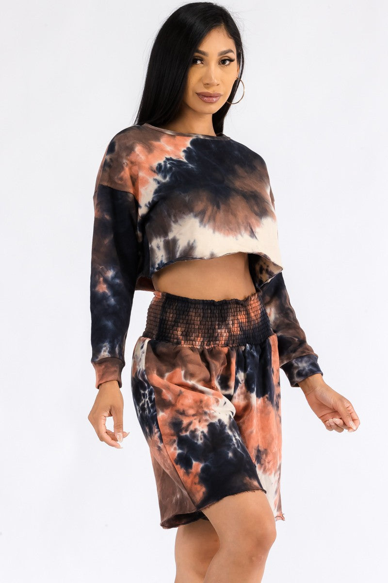 ST30020TP - CONJUNTO DE 2 PIEZAS DE CUELLO REDONDO Y PANTALÓN CORTO TIE DYE