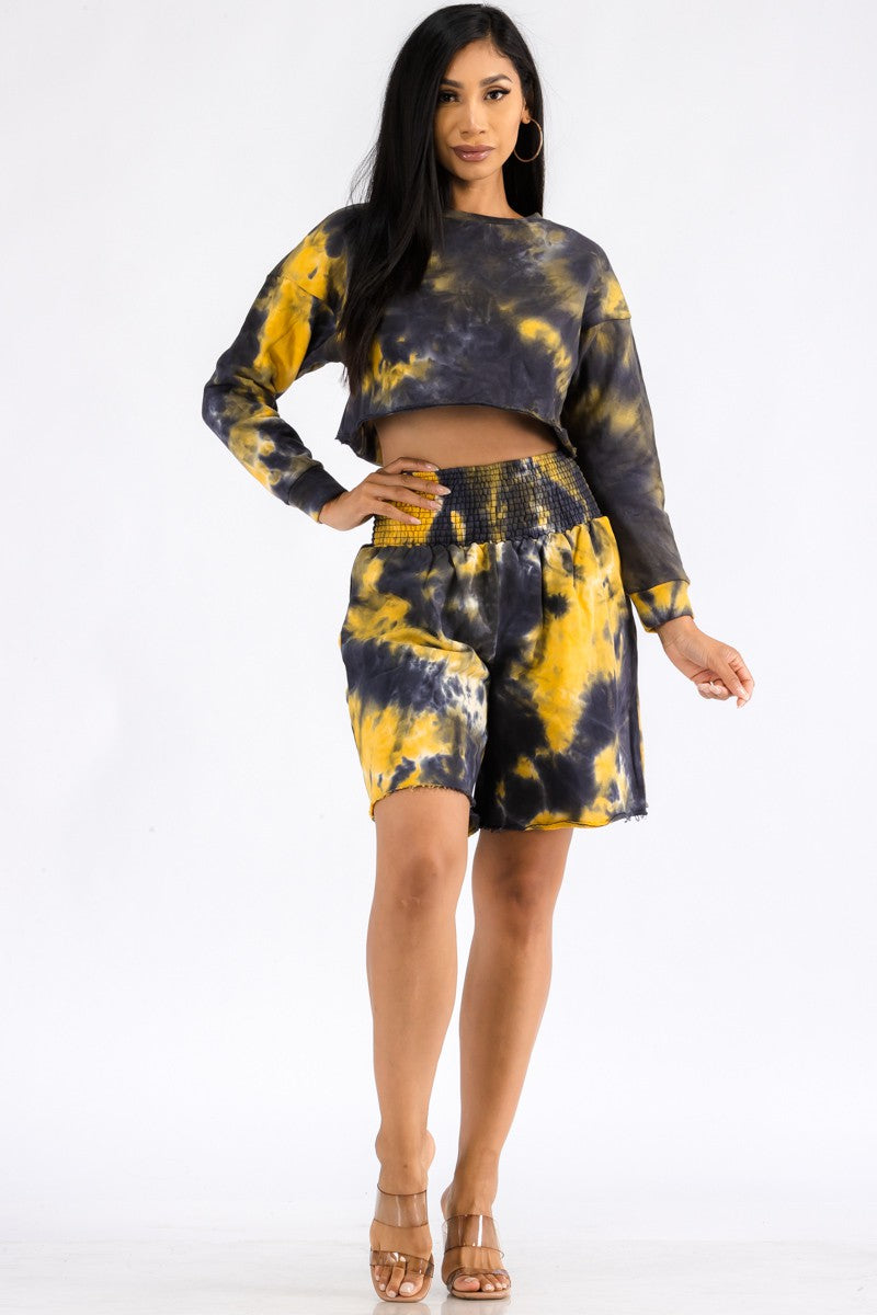 ST30020TP - CONJUNTO DE 2 PIEZAS DE CUELLO REDONDO Y PANTALÓN CORTO TIE DYE