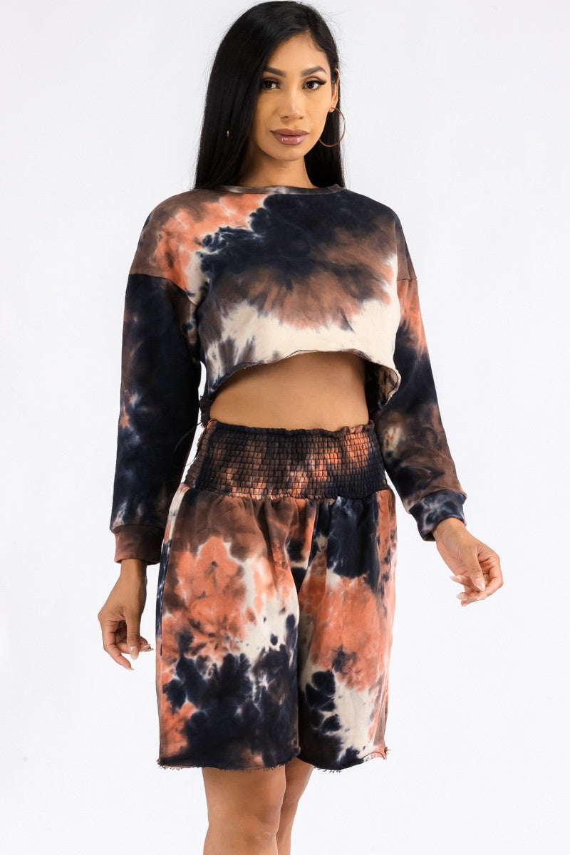 ST30020TP - CONJUNTO DE 2 PIEZAS DE CUELLO REDONDO Y PANTALÓN CORTO TIE DYE