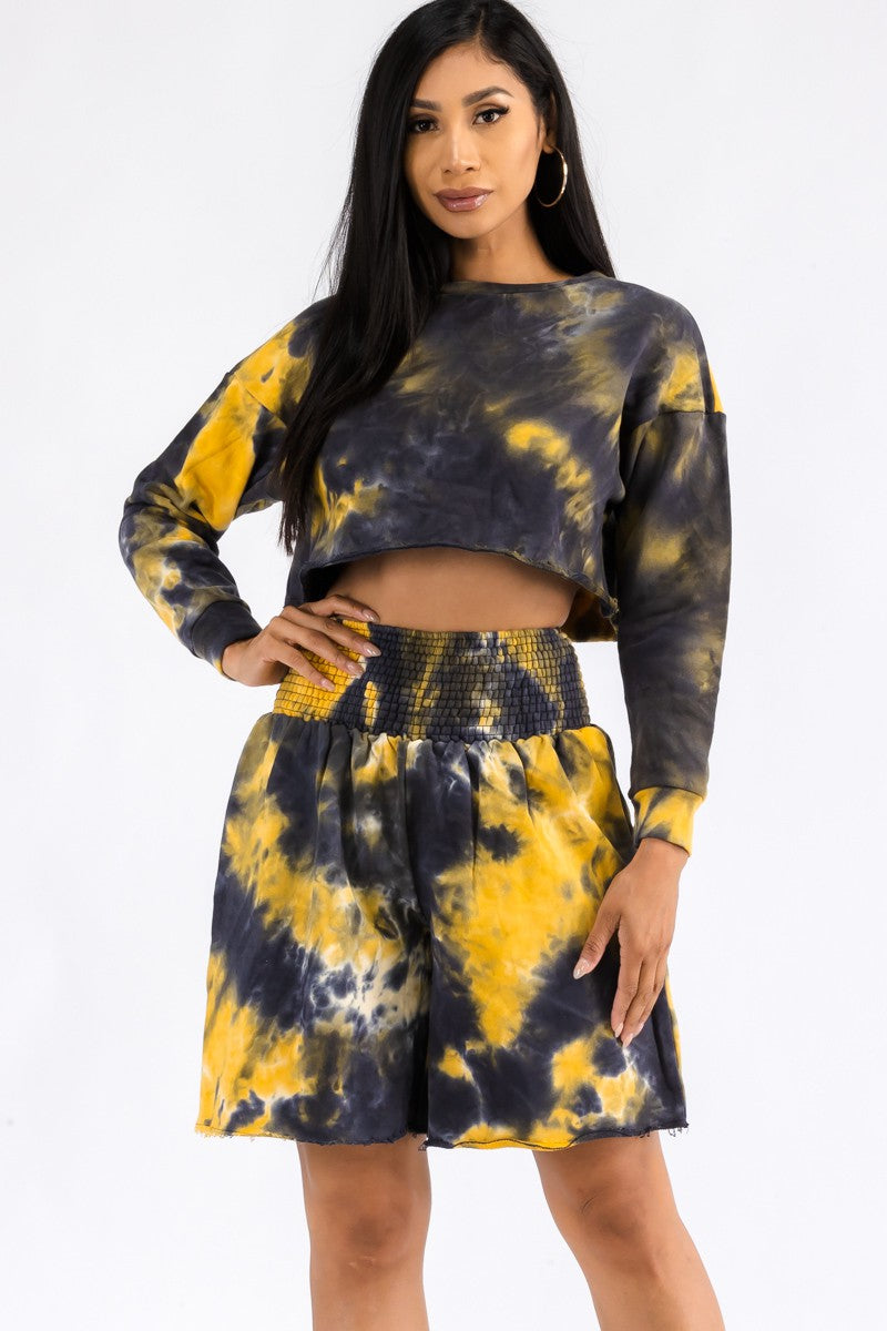 ST30020TP - CONJUNTO DE 2 PIEZAS DE CUELLO REDONDO Y PANTALÓN CORTO TIE DYE