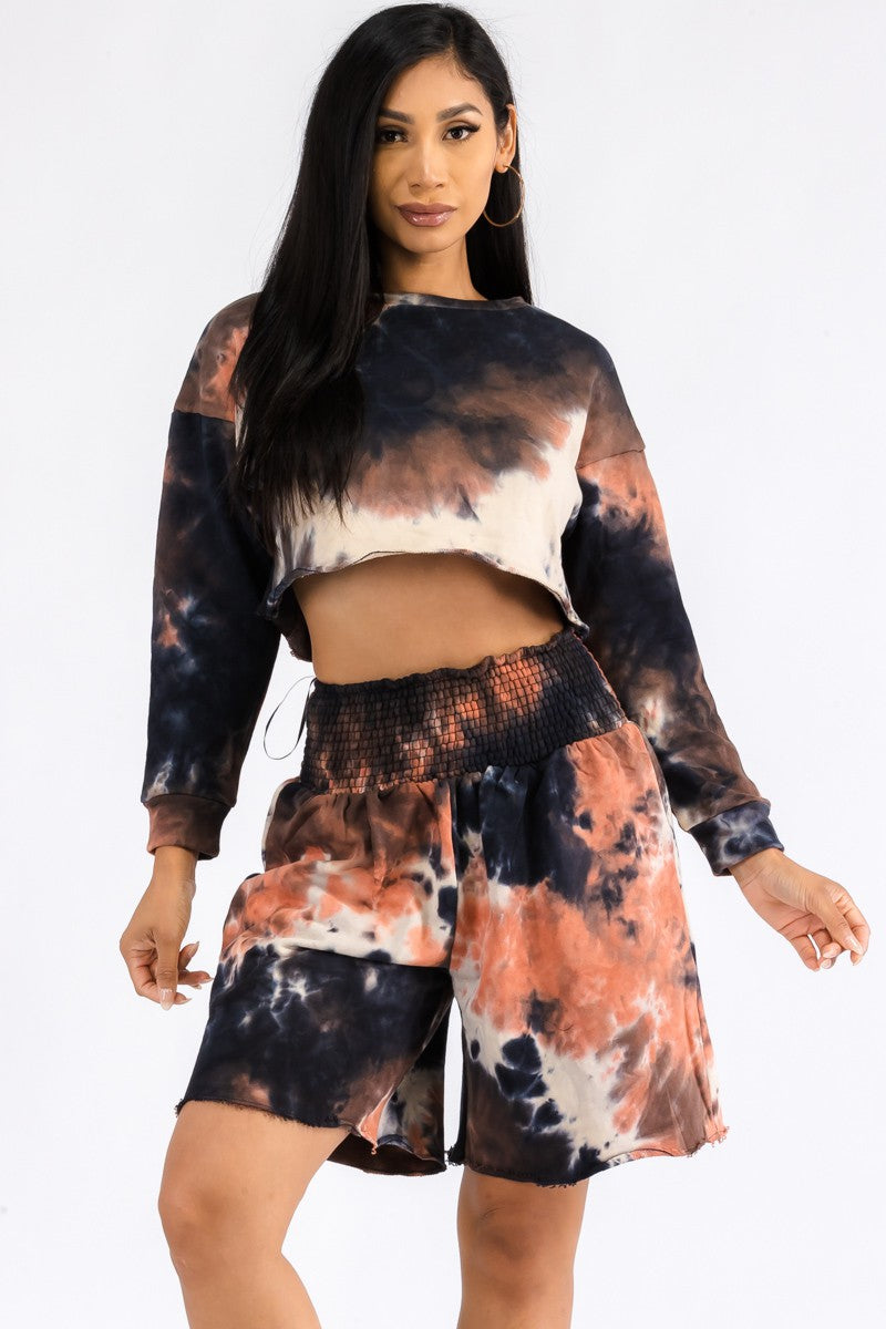 ST30020TP - CONJUNTO DE 2 PIEZAS DE CUELLO REDONDO Y PANTALÓN CORTO TIE DYE