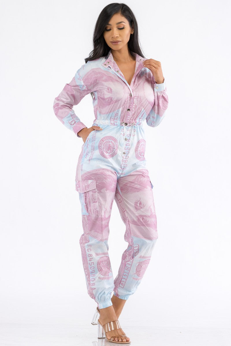 YK3849J - MONEY LONG SLEEVE JUMPSUIT