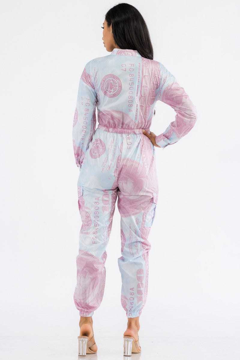 YK3849J - MONEY LONG SLEEVE JUMPSUIT