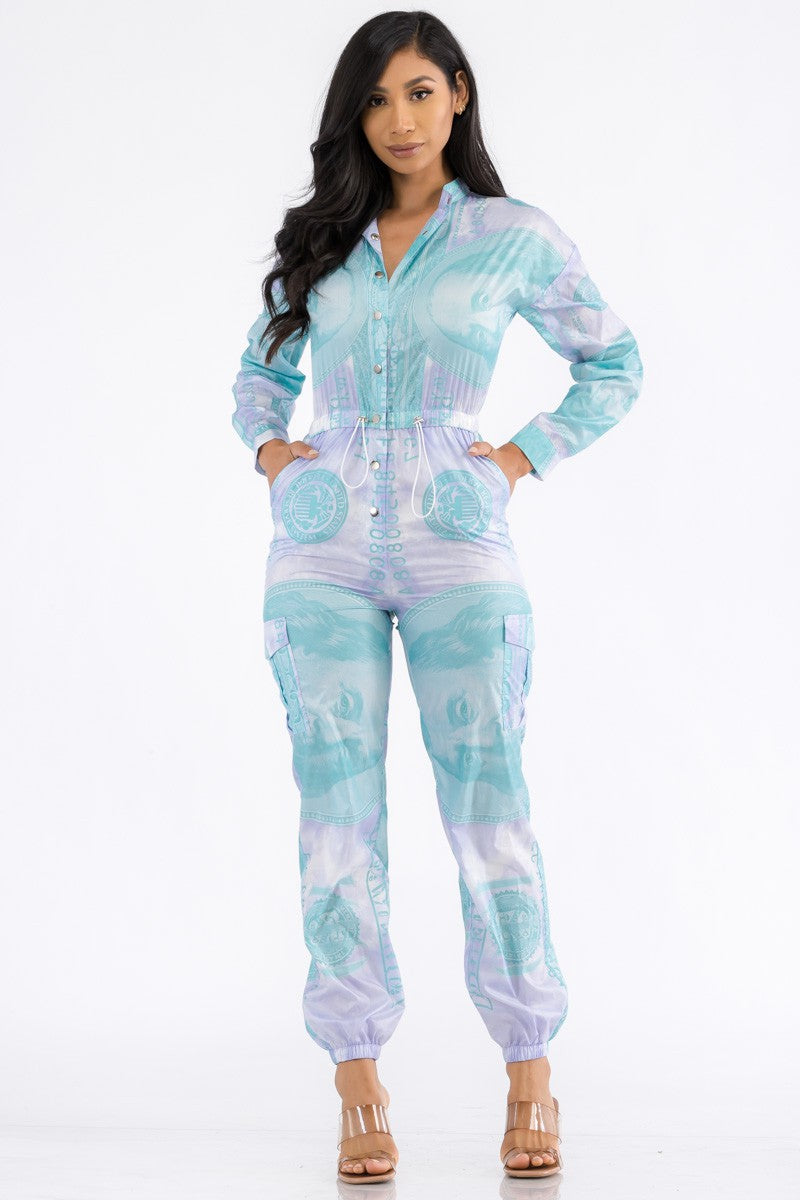 YK3849J - MONEY LONG SLEEVE JUMPSUIT
