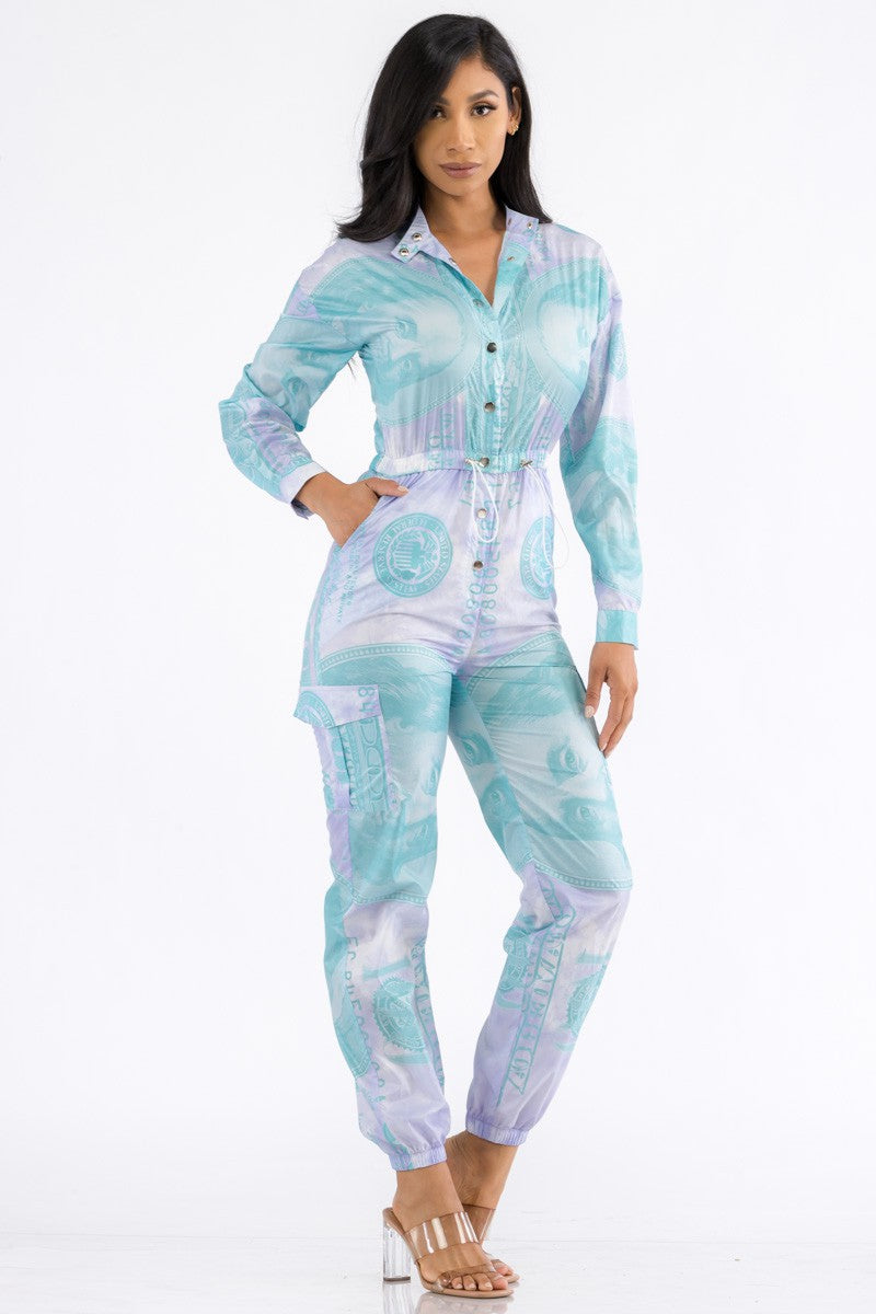 YK3849J - MONEY LONG SLEEVE JUMPSUIT