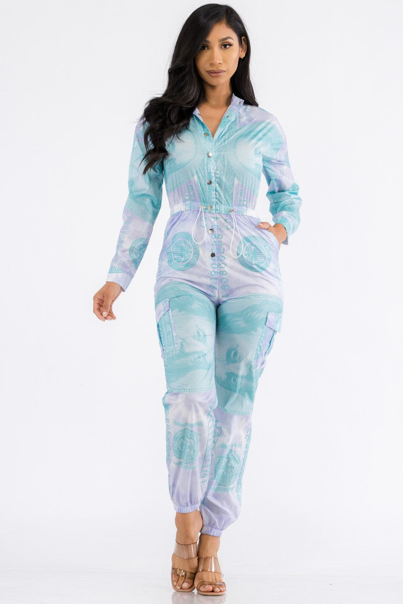 YK3849J - MONEY LONG SLEEVE JUMPSUIT