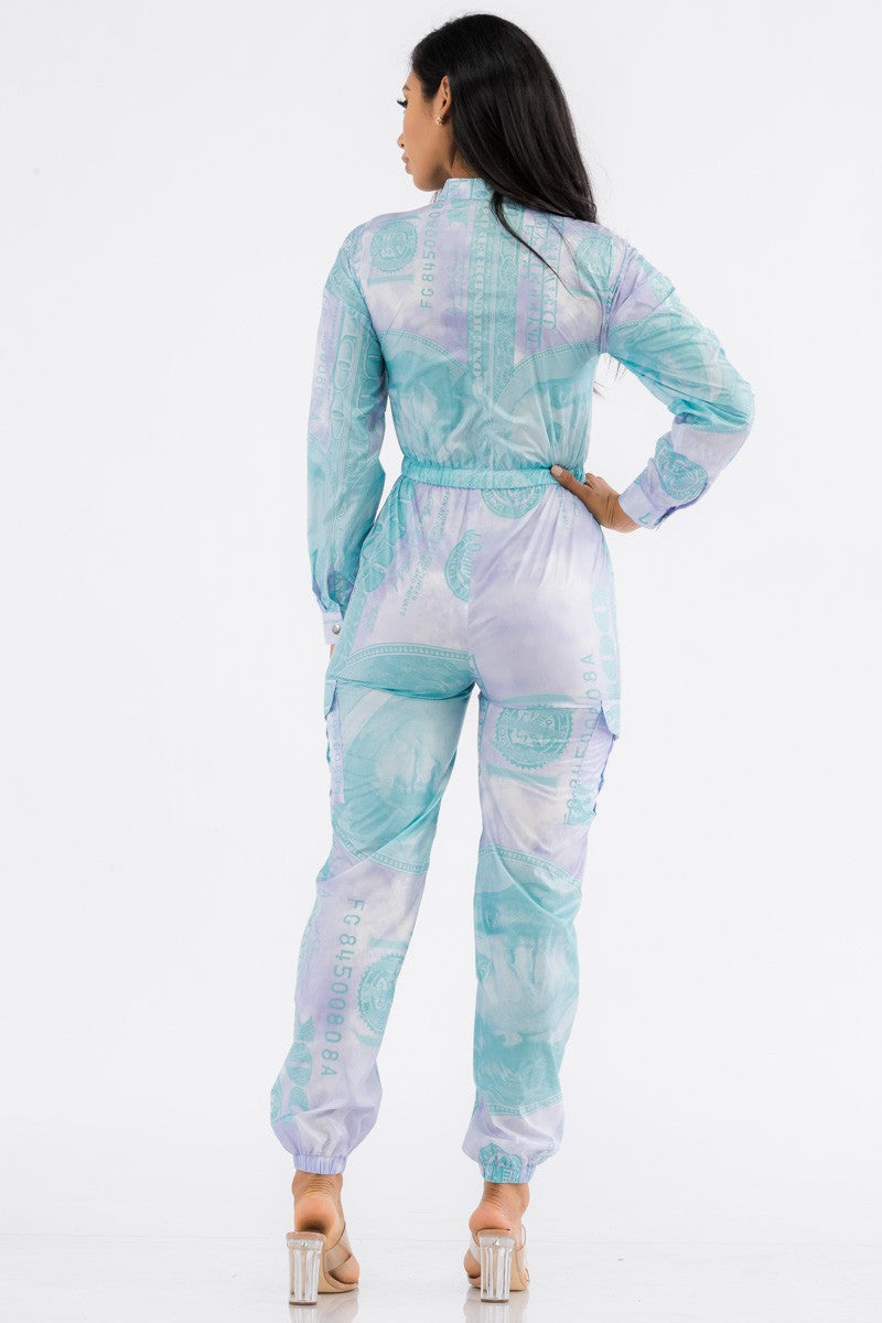 YK3849J - MONEY LONG SLEEVE JUMPSUIT