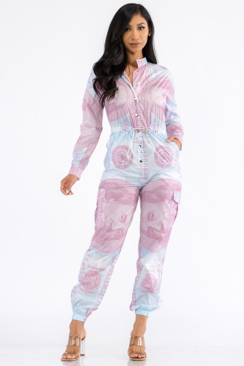 YK3849J - MONEY LONG SLEEVE JUMPSUIT
