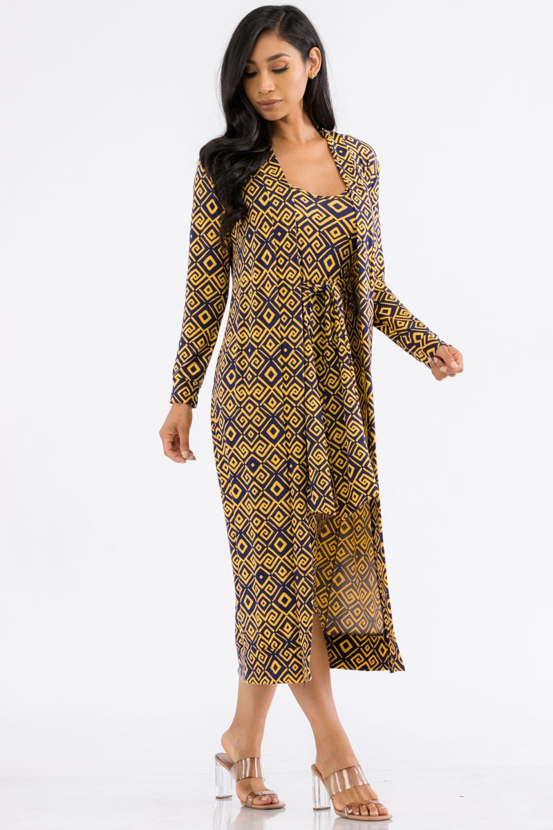 HH657R-GEO - CONJUNTO DE VESTIDO Y CÁRDIGAN DE 2 PIEZAS