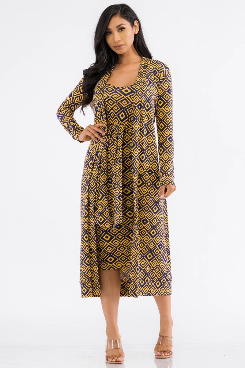 HH657R-GEO - CONJUNTO DE VESTIDO Y CÁRDIGAN DE 2 PIEZAS