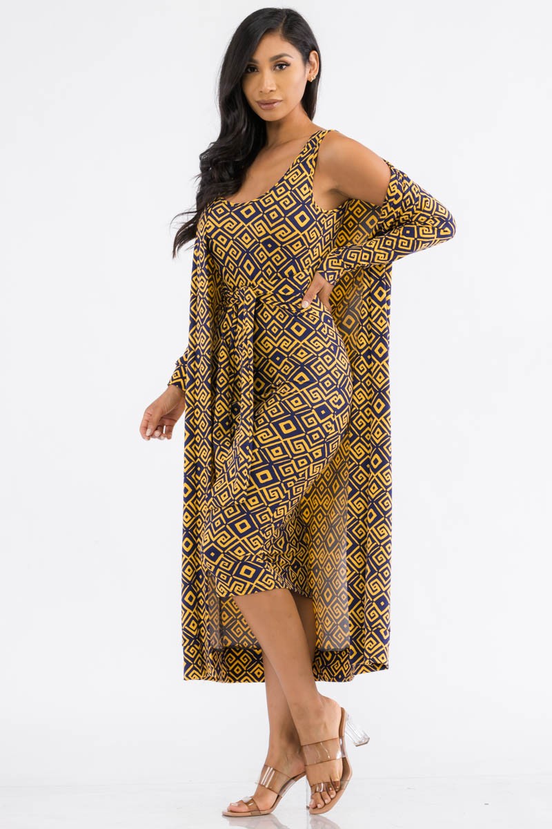 HH657R-GEO - CONJUNTO DE VESTIDO Y CÁRDIGAN DE 2 PIEZAS