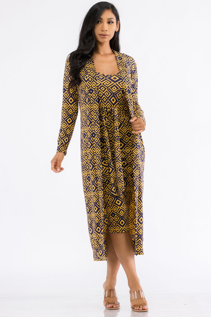 HH657R-GEO - CONJUNTO DE VESTIDO Y CÁRDIGAN DE 2 PIEZAS