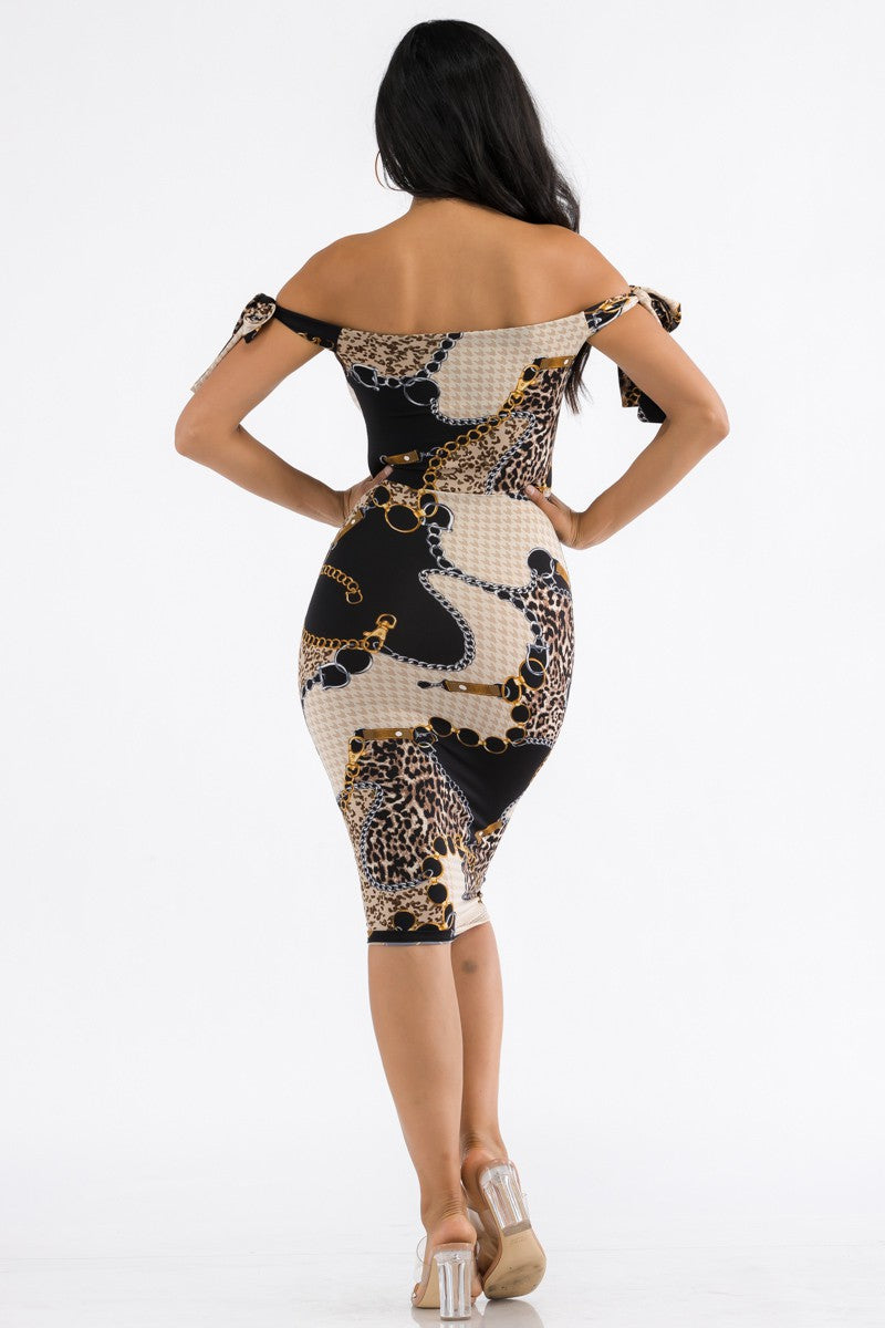 HH705X-BELT - VESTIDO LAZADO CON HOMBRO DESCUBIERTO