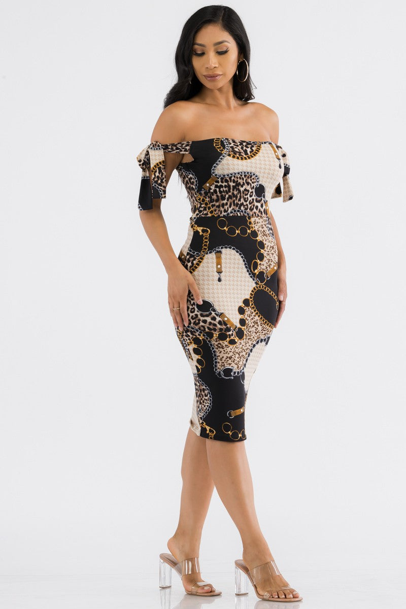 HH705X-BELT - VESTIDO LAZADO CON HOMBRO DESCUBIERTO