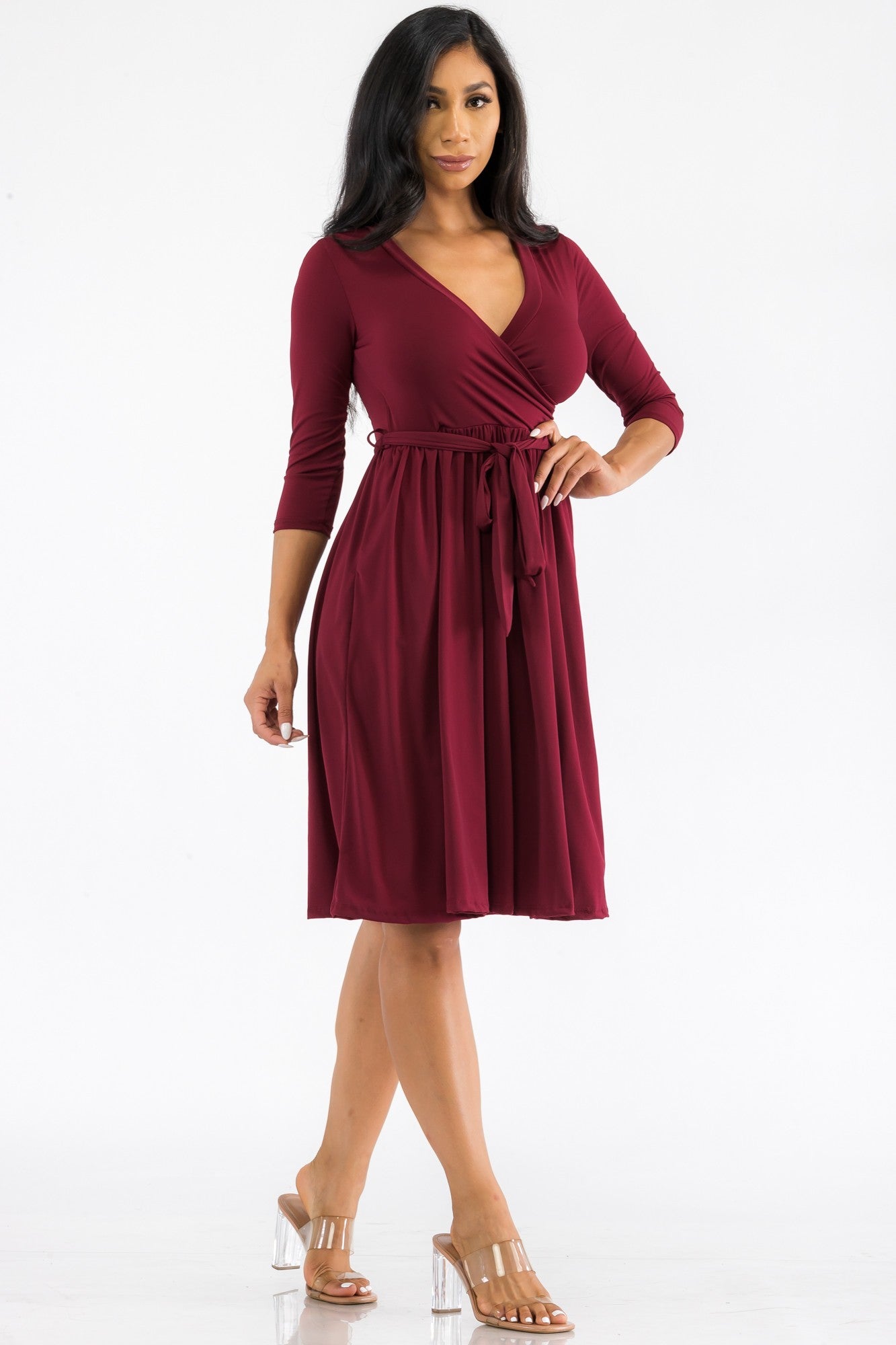 HH710R-SL - VESTIDO MIDI ENVOLVENTE