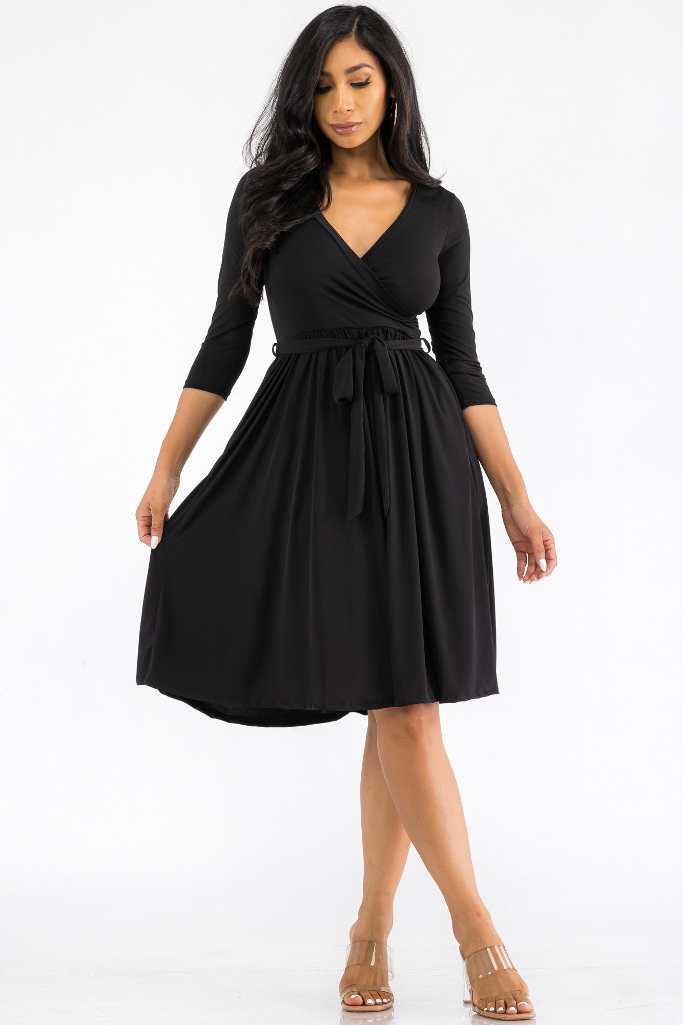 HH710R-SL - VESTIDO MIDI ENVOLVENTE