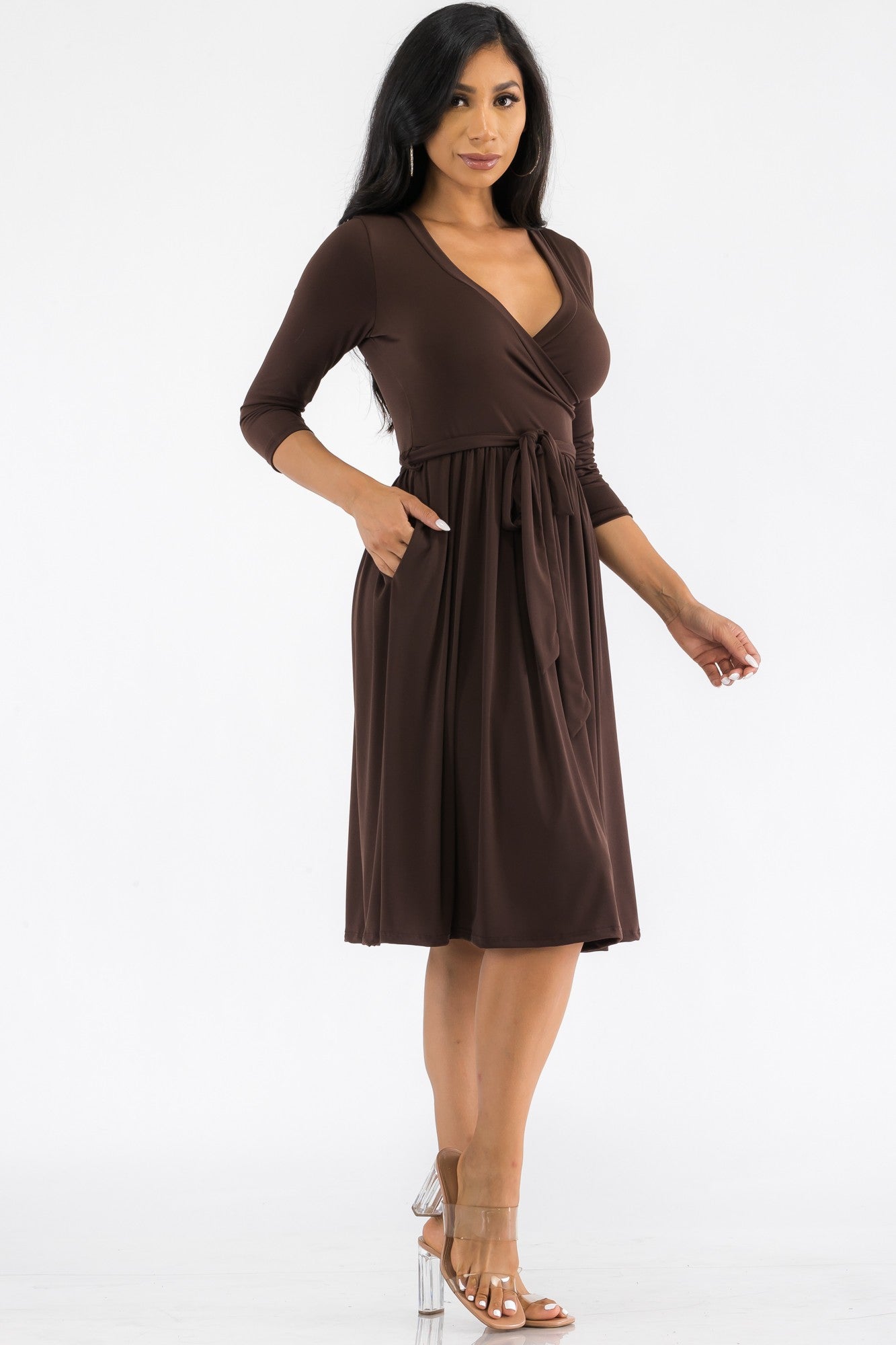 HH710R-SL - VESTIDO MIDI ENVOLVENTE